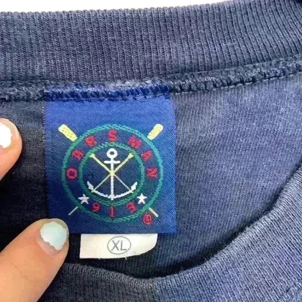 Oarsman 913 navy Up North crew neck sweatshirt sz XL lake life grandmacore cozy - Picture 3 of 9
